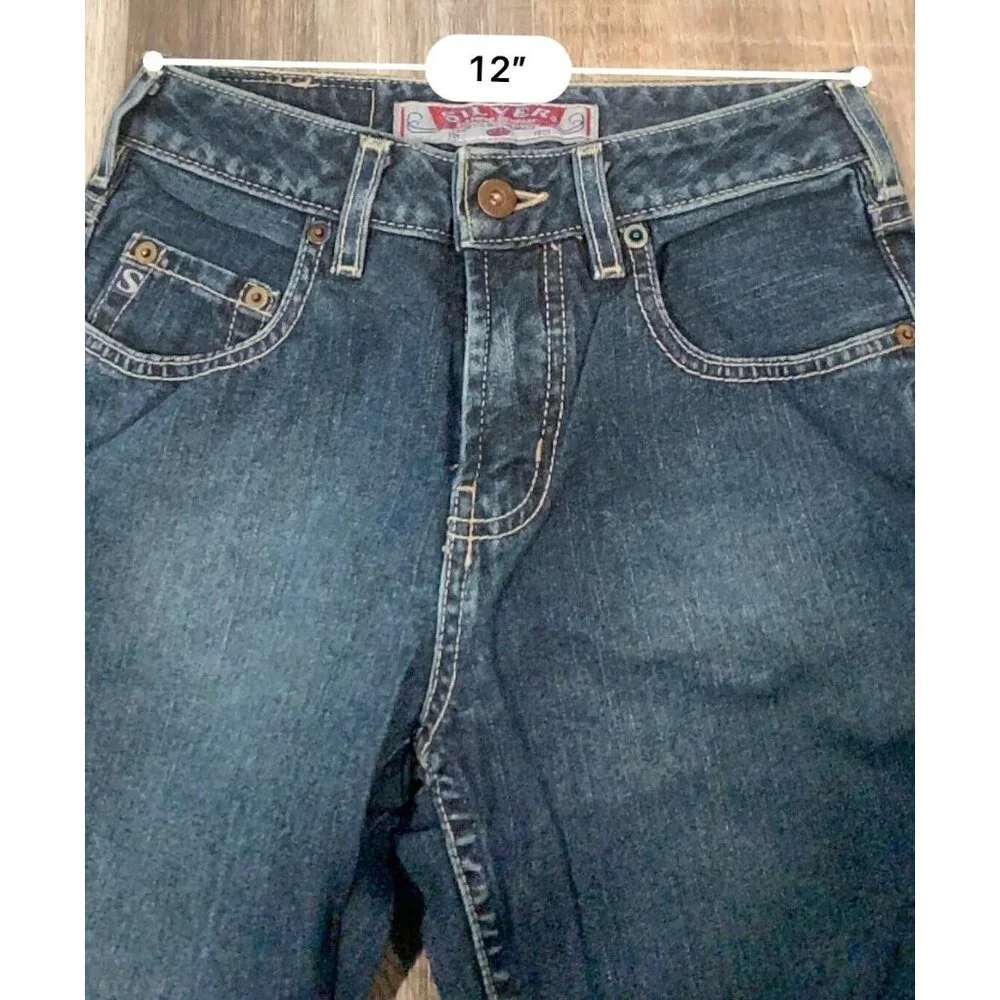 Vtg Silver Jeans Flare Womens Size 25/31 Blue Denim Pants Mid Rise Medium Wash - Picture 8 of 13